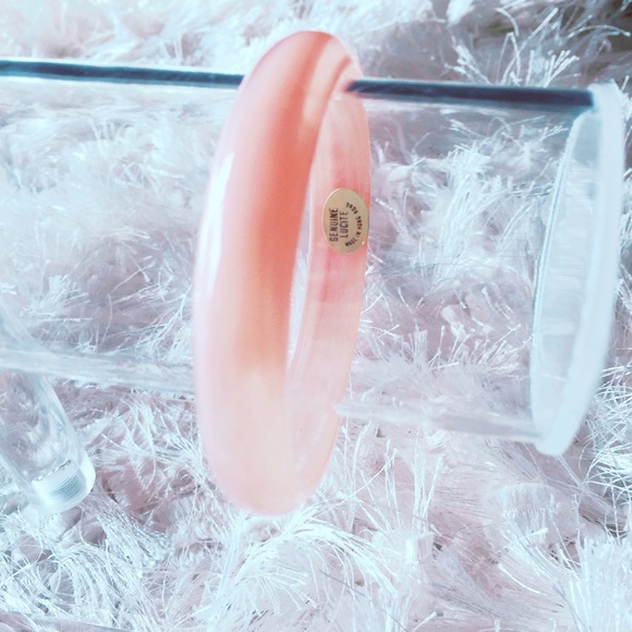 Peach Lucite Bangle Bracelet - Picture 3 of 4